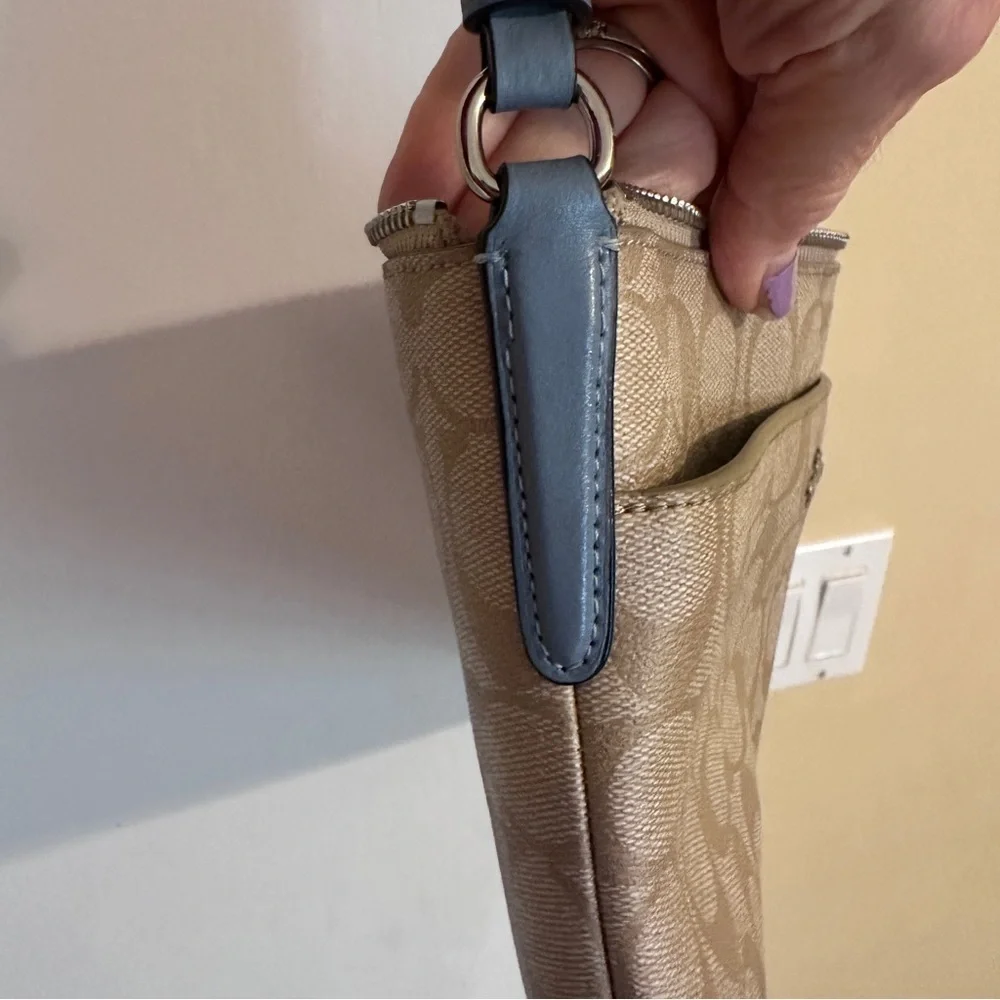 Coach Signature East West Pop Crossbody Handbag Light Khaki/Blue 101/2x7" - Picture 8 of 15